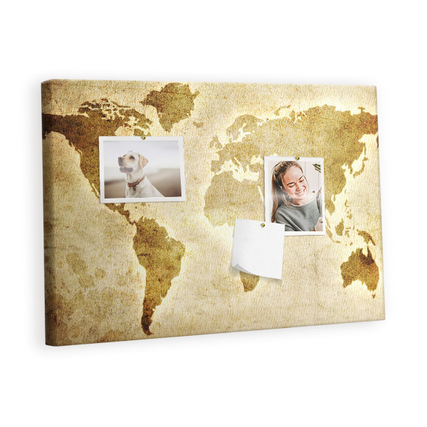 Cork memo board Map of the world