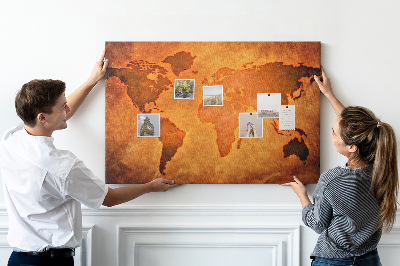 Cork memo board Big world map