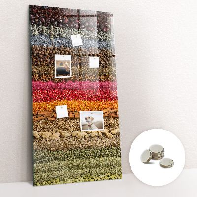 Kitchen magnetic board Rows of spices
