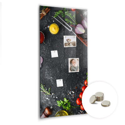 Kitchen magnetic board Ingredients for pizza