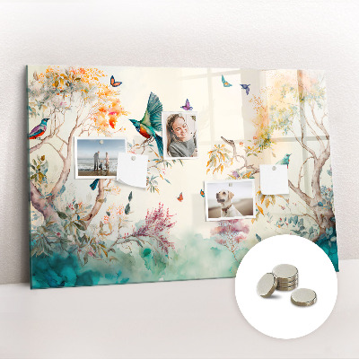 Magnetic board for kids Flowers birds nature