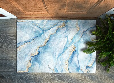 Washable door mat indoor Blue marble