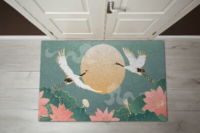 Washable door mat Birds flowers