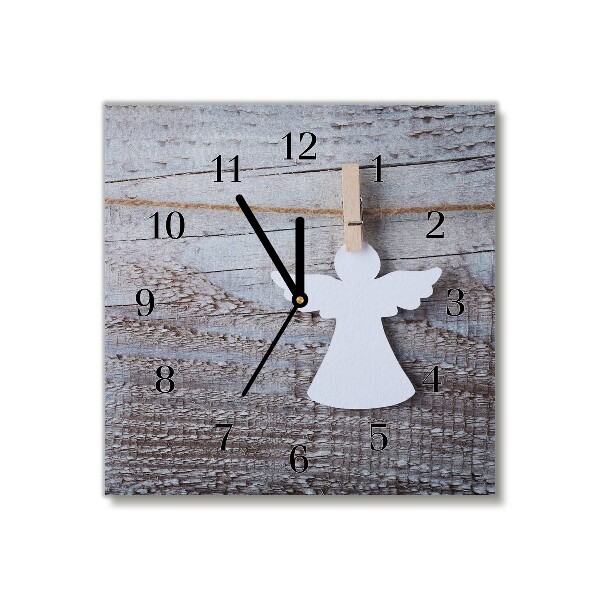 Glass Kitchen Clock Square Holy Angel Winter