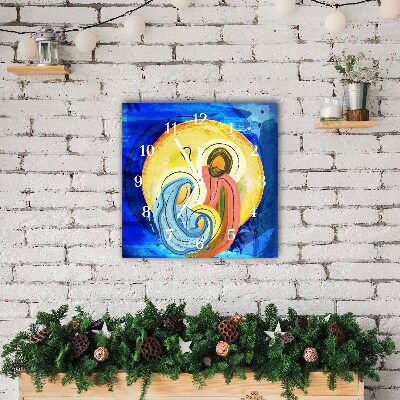 Glass Kitchen Clock Square Abstraction Holy Family Winter