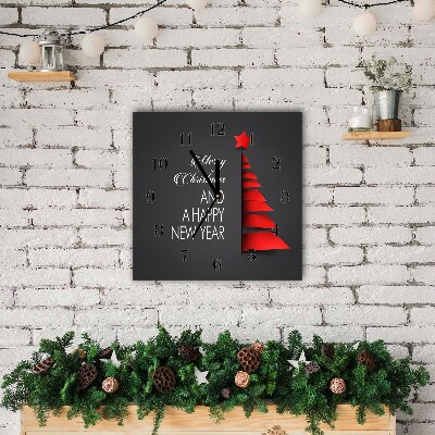 Glass Wall Clock Square Abstraction Christmas Tree Decoration