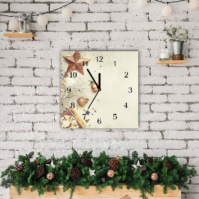 Glass Wall Clock Square Christmas Baubles