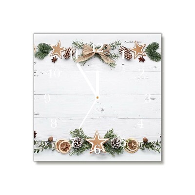 Glass Wall Clock Square Christmas Holiday Gingerbread