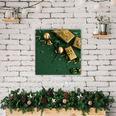 Glass Kitchen Clock Square Gifts Winter Holiday Decorations