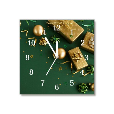 Glass Kitchen Clock Square Gifts Winter Holiday Decorations
