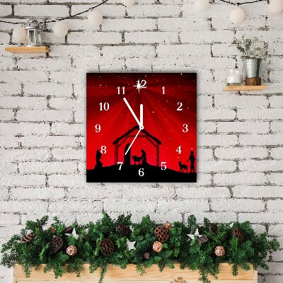 Glass Kitchen Clock Square Star Christmas holidays