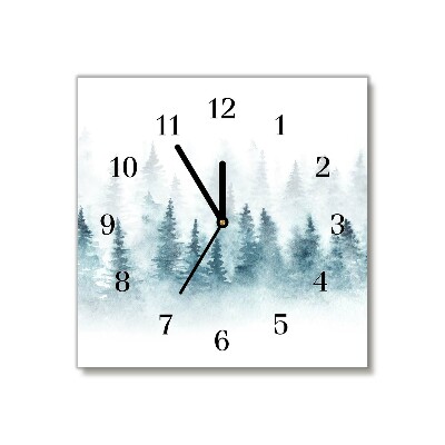 Glass Kitchen Clock Square Forest Christmas tree Christmas Snow