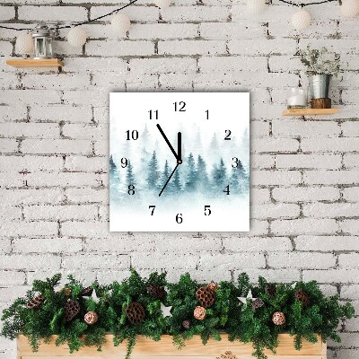 Glass Kitchen Clock Square Forest Christmas tree Christmas Snow