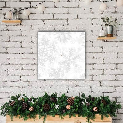 Glass Wall Clock Square Winter Snow Snowflakes