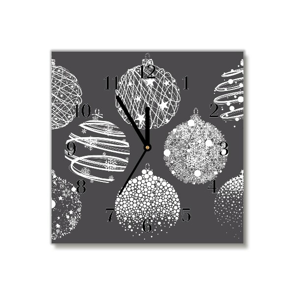 Glass Kitchen Clock Square Abstraction Christmas balls Winter