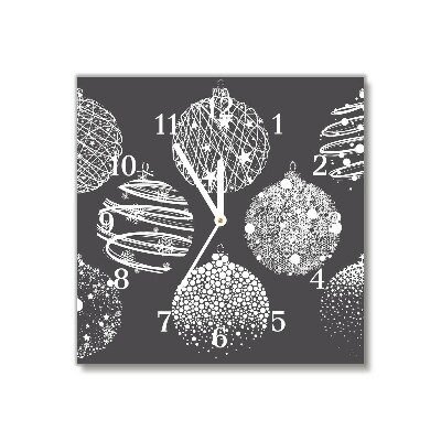 Glass Kitchen Clock Square Abstraction Christmas balls Winter