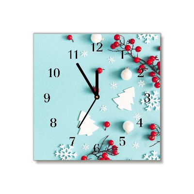 Glass Kitchen Clock Square Snowflakes Christmas Ornaments
