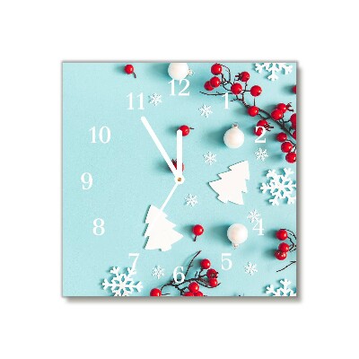 Glass Kitchen Clock Square Snowflakes Christmas Ornaments