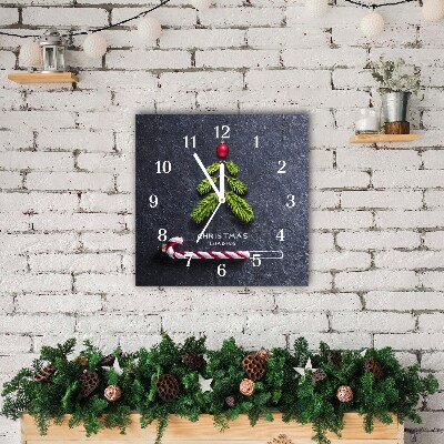 Glass Kitchen Clock Square Abstraction Christmas holidays Winter