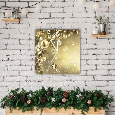 Glass Wall Clock Square Gold Christmas Holiday Decorations