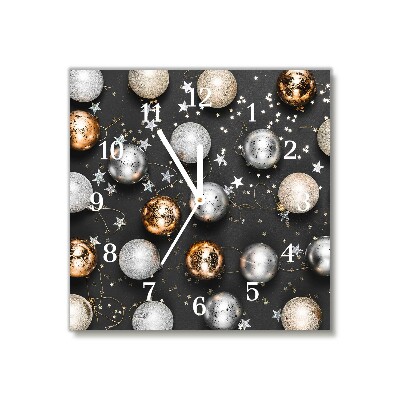 Glass Kitchen Clock Square Holy Christmas baubles