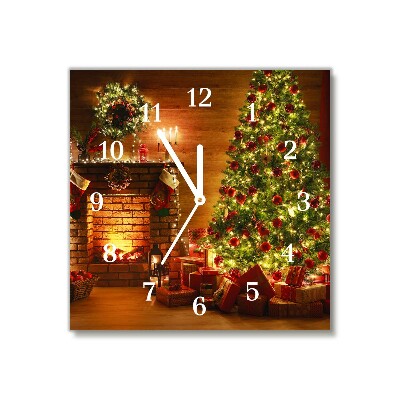 Glass Kitchen Clock Square Christmas Fireplace Christmas Gift