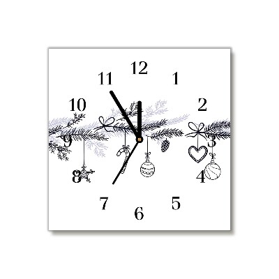 Glass Wall Clock Square Winter holidays Christmas Decorations