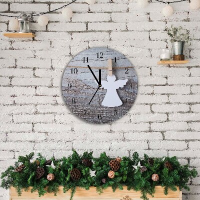 Glass Kitchen Clock Round Holy Angel Winter