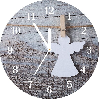 Glass Kitchen Clock Round Holy Angel Winter
