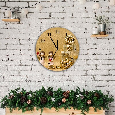 Glass Wall Clock Round Holy Angels Christmas Gifts