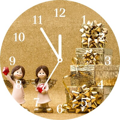 Glass Wall Clock Round Holy Angels Christmas Gifts