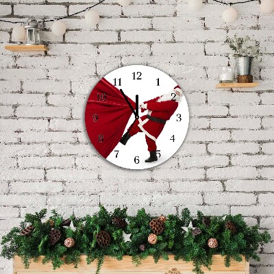 Glass Wall Clock Round Holy Father Christmas Gifts