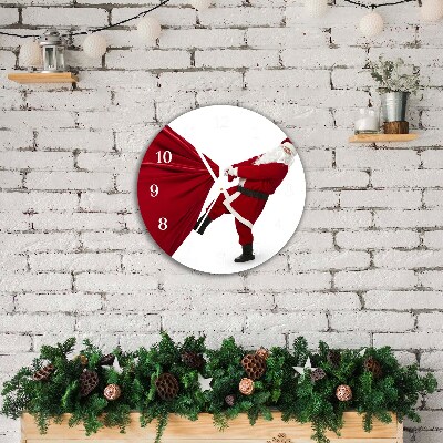 Glass Wall Clock Round Holy Father Christmas Gifts