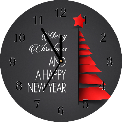 Glass Wall Clock Round Abstraction Christmas Tree Decoration