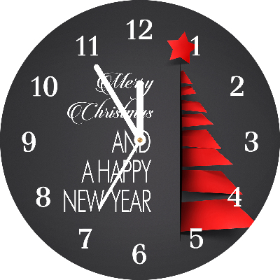 Glass Wall Clock Round Abstraction Christmas Tree Decoration