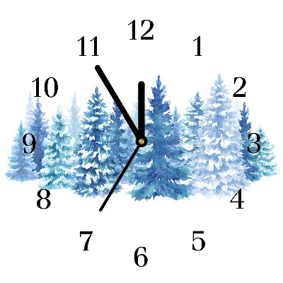 Glass Kitchen Clock Round Winter Snow Christmas Trees