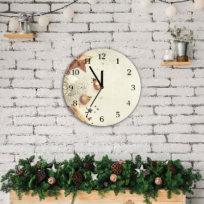 Glass Wall Clock Round Christmas Baubles