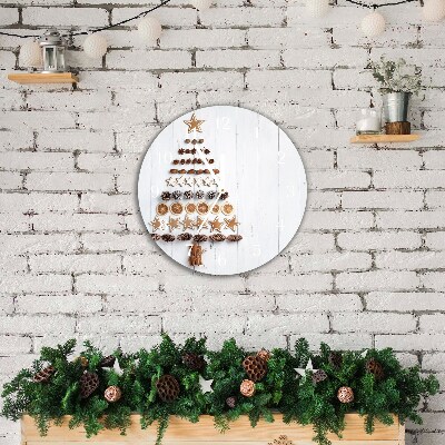 Glass Kitchen Clock Round Gingerbread Christmas tree ornaments