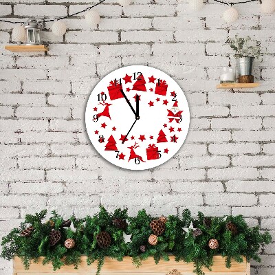 Glass Wall Clock Round Christmas Holiday Decorations