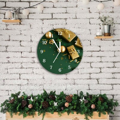 Glass Kitchen Clock Round Gifts Winter Holiday Decorations
