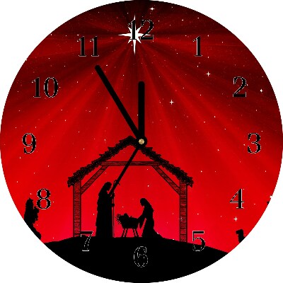 Glass Kitchen Clock Round Star Christmas holidays