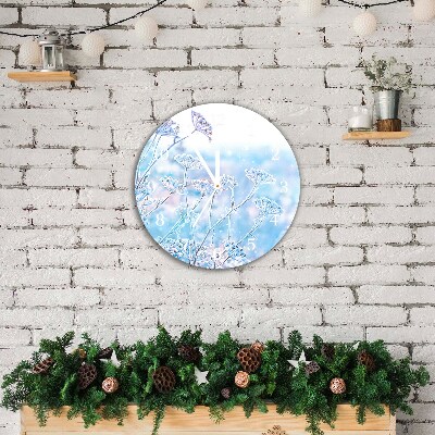 Glass Wall Clock Round Winter Snow Christmas