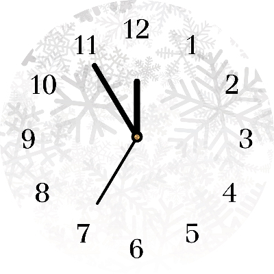 Glass Kitchen Clock Round Winter Snow Snowflakes
