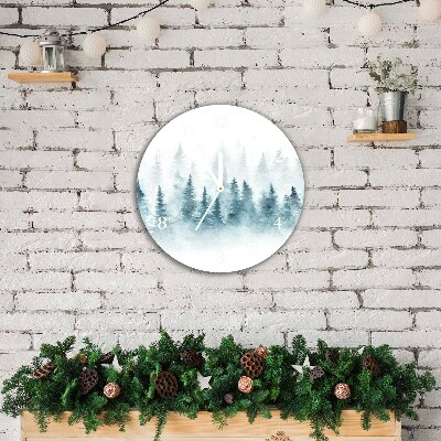 Glass Kitchen Clock Round Forest Christmas tree Christmas Snow