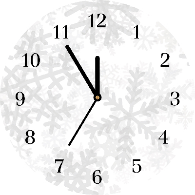 Glass Wall Clock Round Winter Snow Snowflakes