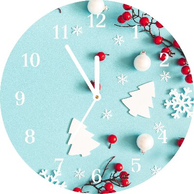 Glass Kitchen Clock Round Snowflakes Christmas Ornaments
