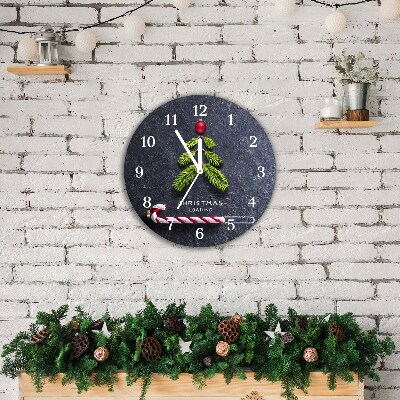 Glass Kitchen Clock Round Abstraction Christmas holidays Winter