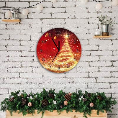 Glass Wall Clock Round Abstraction Christmas holidays Winter