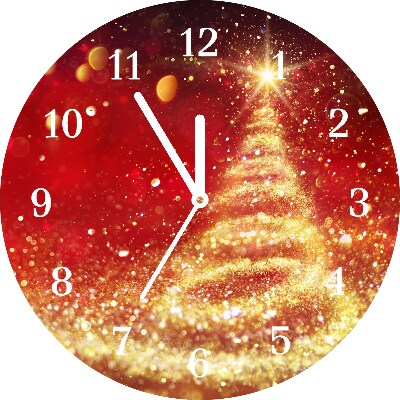 Glass Wall Clock Round Abstraction Christmas holidays Winter