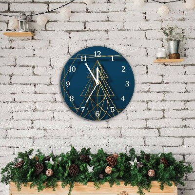 Glass Kitchen Clock Round Christmas Christmas tree